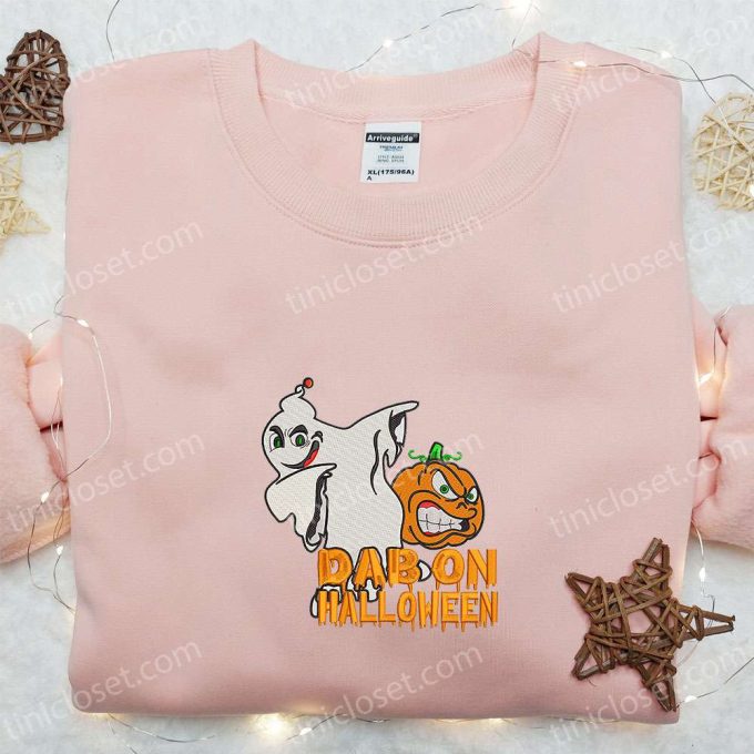 Dab on Halloween Ghost Funny Embroidered Shirt – Spooky Halloween Embroidery!