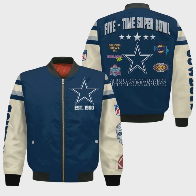 Dallas Cowboys 5X Champions Design Bomber Jacket SFAT V3