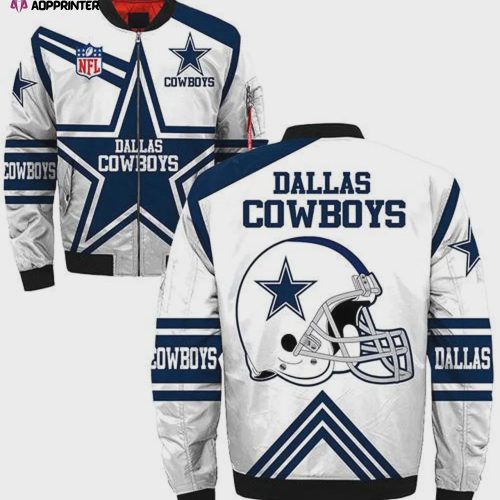 Dallas Cowboys Big Star Stripe Pattern Bomber Jacket – Blue White