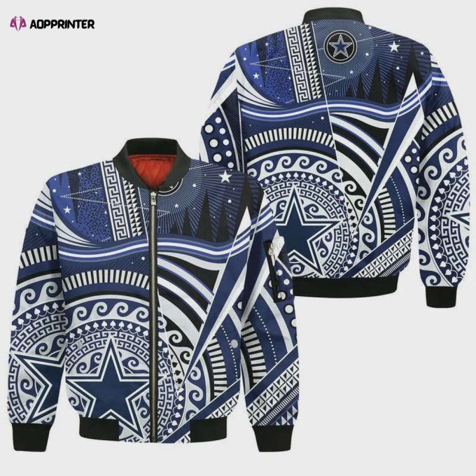 Dallas Cowboys Bohemian Pattern Bomber Jacket- NavyWhite