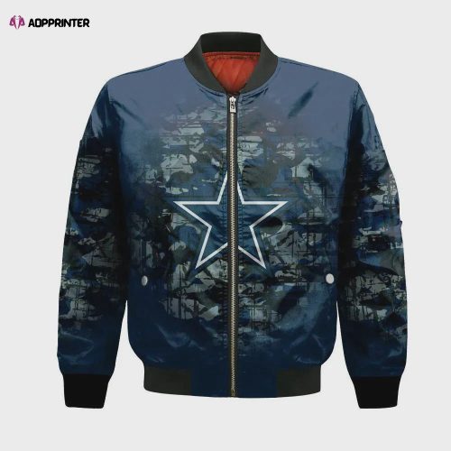 Dallas Cowboys Black Camo Pattern National Football League Unisex Bomber Jacket