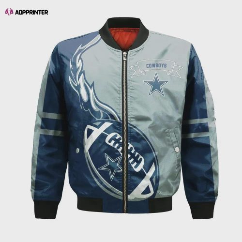 Dallas Cowboys Bomber Jacket 3D Printed Logo Pattern In Team Colours