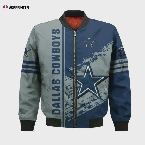 Dallas Cowboys Bomber Jacket 3D Printed Flame Ball Pattern