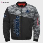 Dallas Cowboys Camo Pattern Bomber Jacket – Black And Gray