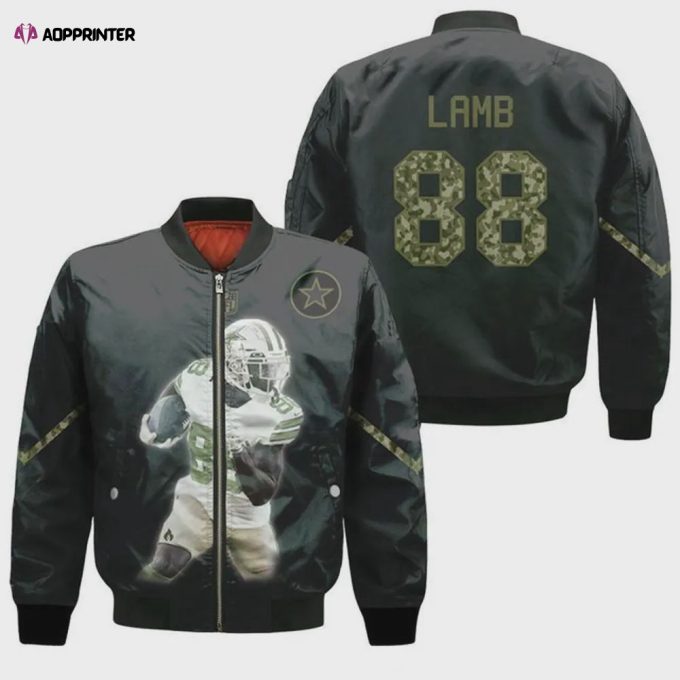 Dallas Cowboys CeeDee Lamb Pattern Bomber Jacket – Black