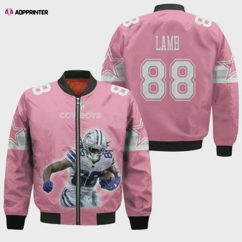 Dallas Cowboys CeeDee Lamb Pattern Bomber Jacket – Pink