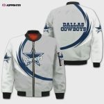 Dallas Cowboys Curve Pattern Bomber Jacket – Grey White