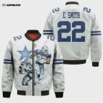 Dallas Cowboys Emmitt Smith Pattern Bomber Jacket – White