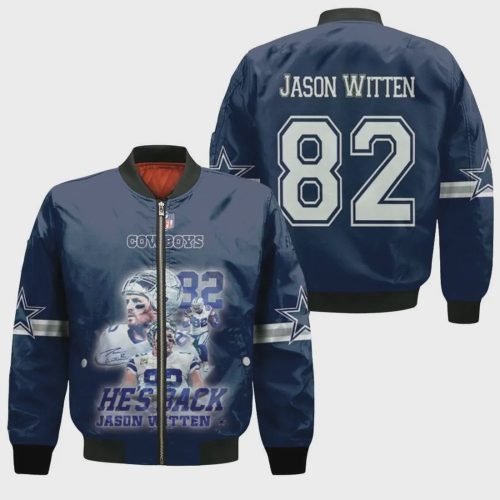 Dallas Cowboys Jason Witten Pattern Bomber Jacket – Navy Blue