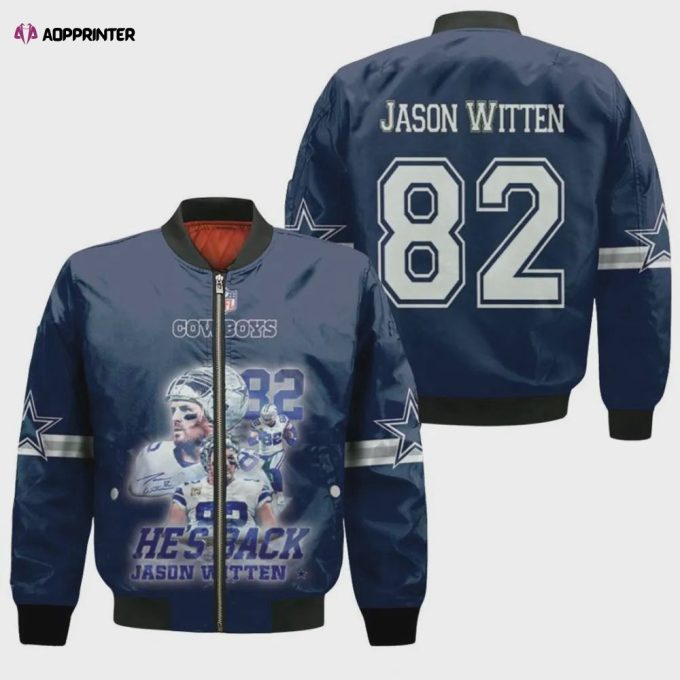 Dallas Cowboys Jason Witten Pattern Bomber Jacket – Navy Blue