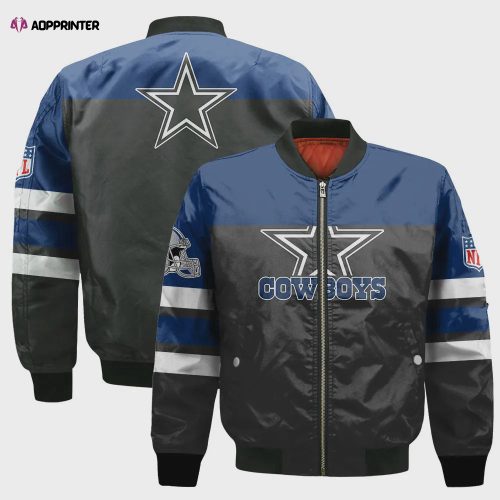 Dallas Cowboys Ezekiel Elliott Pattern Bomber Jacket – Black