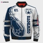 Dallas Cowboys Logo Pattern Bomber Jacket – White And Navy