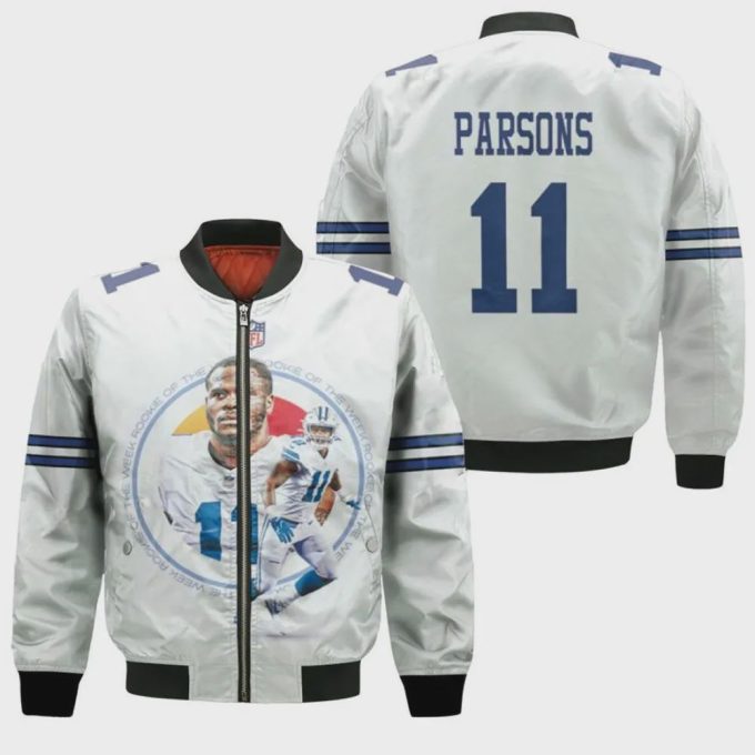 Dallas Cowboys Micah Parsons Pattern Bomber Jacket – White