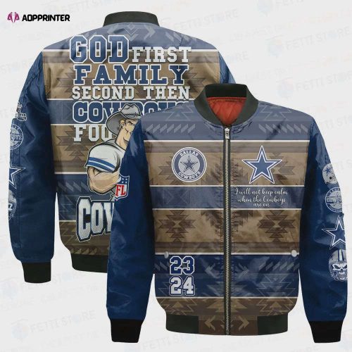 Dallas Cowboys 3D Logo Pattern Bomber Jacket – Black