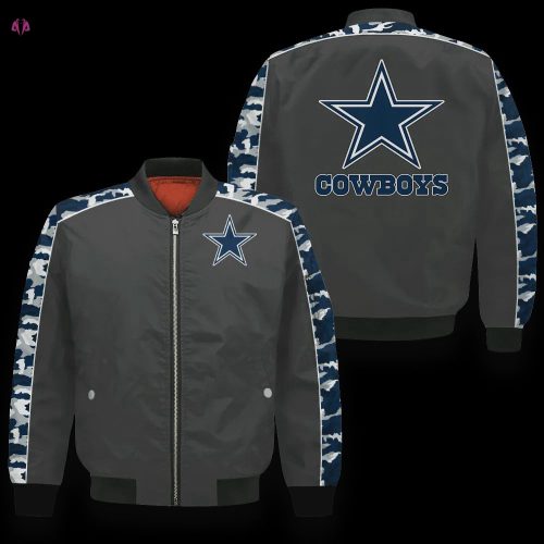 Dallas Cowboys Pattern Bomber Jacket – Blue And White