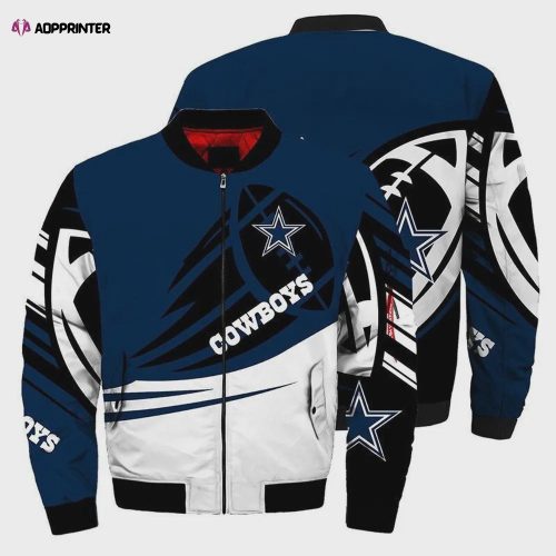 Dallas Cowboys Ultra- Ball Pattern Bomber Jacket – Blue White