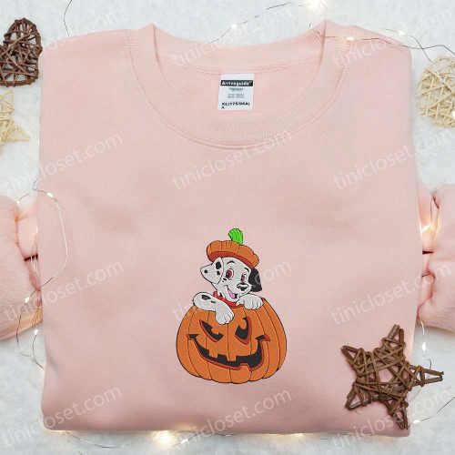 Dalmatian Halloween Pumpkin Embroidered Shirt – Cute Gift Idea for Halloween