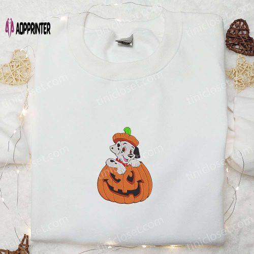 Dalmatian Halloween Pumpkin Embroidered Shirt – Cute Gift Idea for Halloween