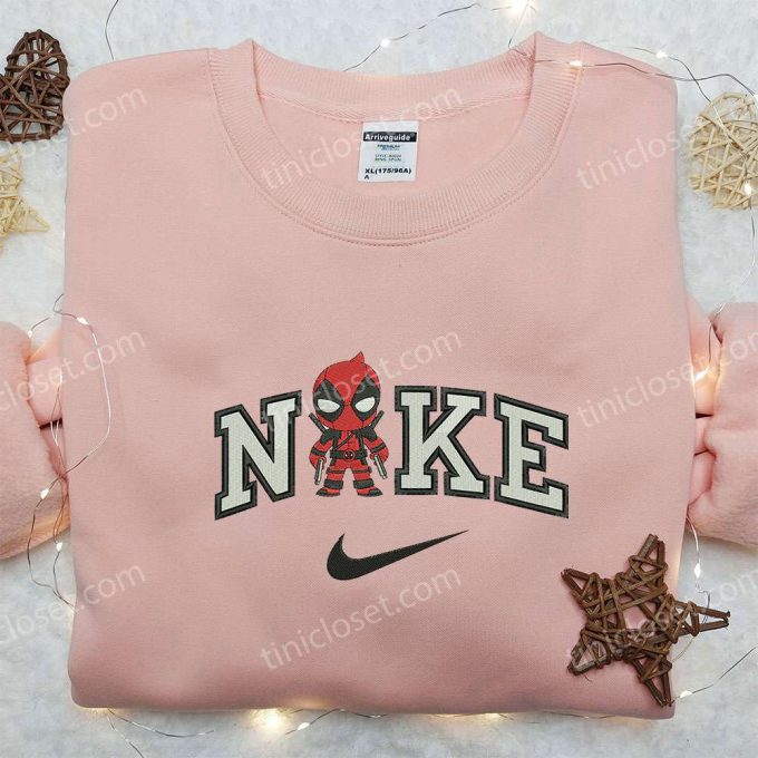 Deadpool Chibi x Nike Embroidered Shirt – Custom Marvel Tee with Nike Logo