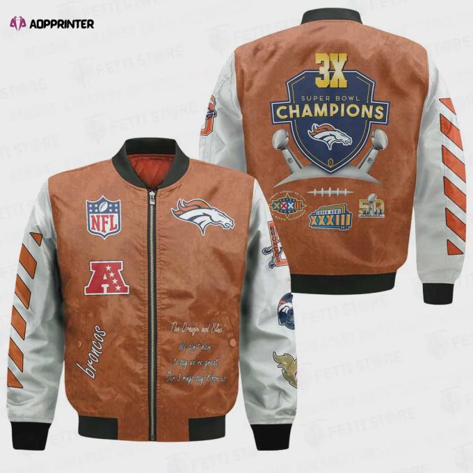 Denver Broncos 3X Champions Design Bomber Jacket V1