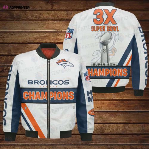 Denver Broncos 3X Super Bowl Champions Design Bomber Jacket