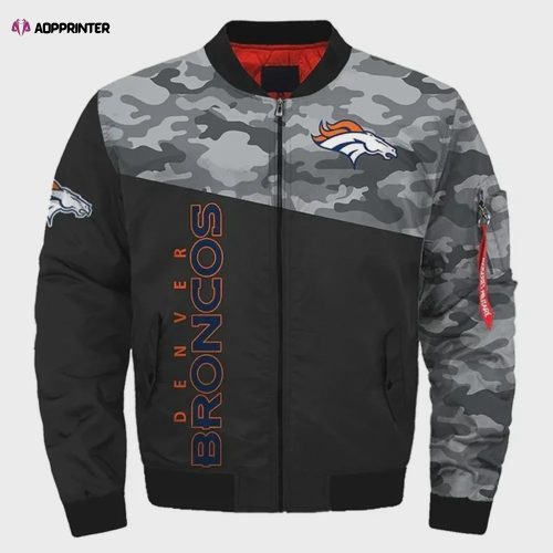 Denver Broncos Army Pattern Bomber Jacket – Black And Gray