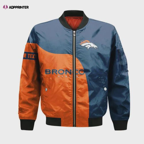 Denver Broncos Bomber Jacket 3D Printed Curve Style Custom Text And Number