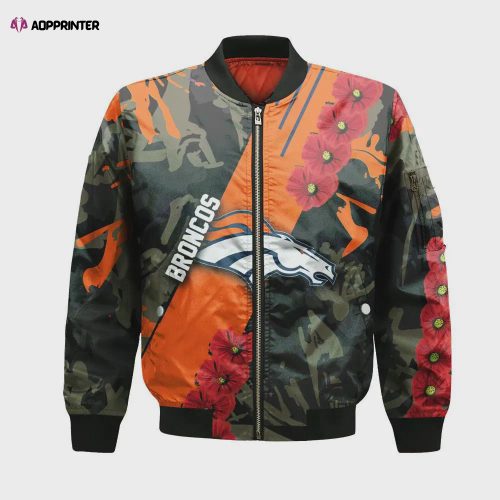 Denver Broncos Logo Pattern Bomber Jacket – Orange And White