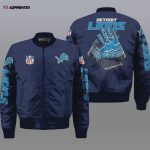 Detroit Lions Logo Pattern Bomber Jacket – Blue