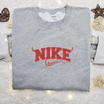 Devil x Swoosh Embroidered Sweatshirt: Nike Inspired Hoodie Perfect Halloween Gift for Family