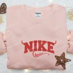 Devil x Swoosh Embroidered Sweatshirt: Nike Inspired Hoodie Perfect Halloween Gift for Family