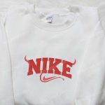 Devil x Swoosh Embroidered Sweatshirt: Nike Inspired Hoodie Perfect Halloween Gift for Family