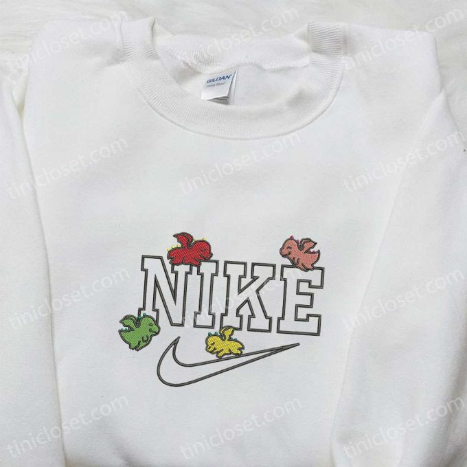 Dinosaur x Nike Embroidered Shirt & Hoodie: Cartoon Hoodie & Custom T-shirt