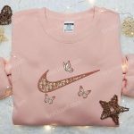 Dior Orange Butterfly x Nike Embroidered Shirt: Custom Gift for Husband Stylish & Unique Nike Shirt