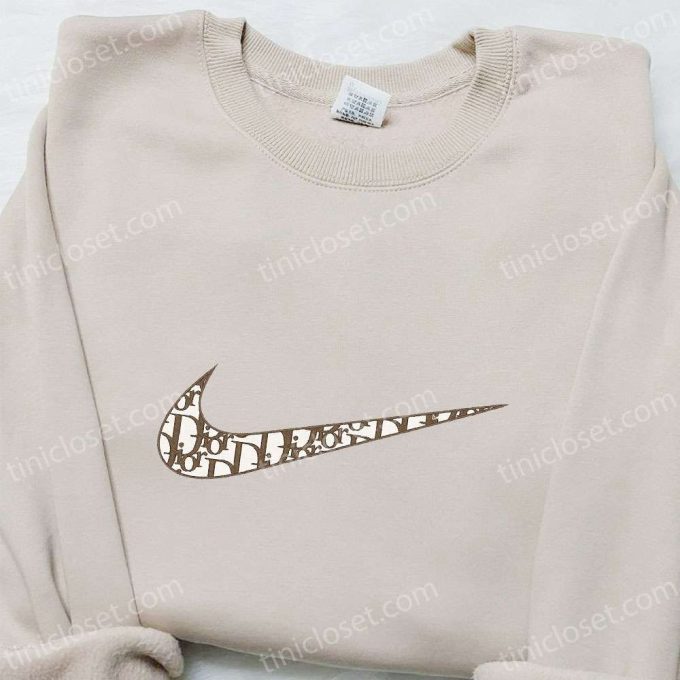 Dior x Swoosh Embroidered Sweatshirt: Custom Shirt for Best Family Gift Ideas