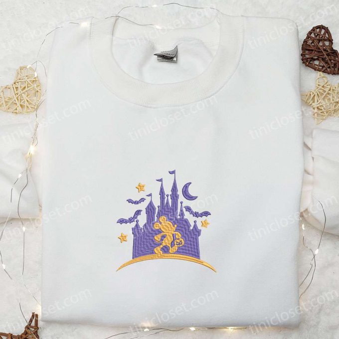 Disney Castle Mickey Halloween Embroidered Shirt – Adorable & Spooky Disney Halloween Shirt