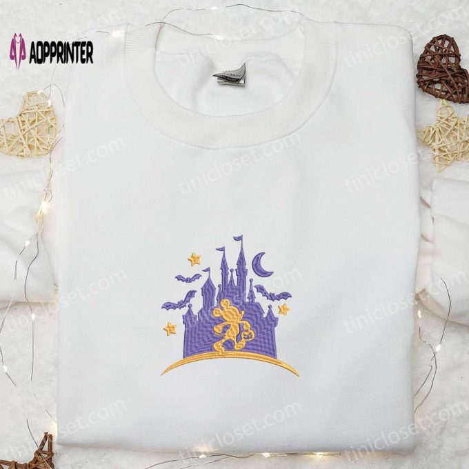 Disney Castle Mickey Halloween Embroidered Shirt – Adorable & Spooky Disney Halloween Shirt