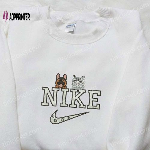 Custom Dog and Cat Nike Embroidered Shirt: Perfect Birthday Gift Idea