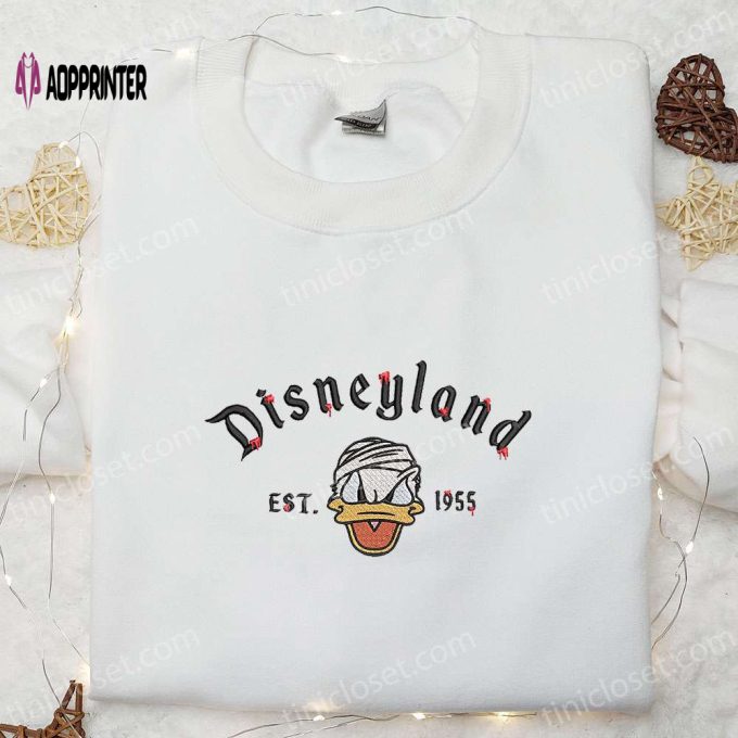 Vintage Donald Disneyland Halloween Embroidered Sweatshirt & Hoodie – Est 1955 Fun Halloween Shirt Ideas