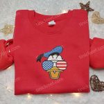 Donald Duck American Glasses Embroidered Shirt: Perfect Disney Gift for National Day