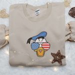 Donald Duck American Glasses Embroidered Shirt: Perfect Disney Gift for National Day