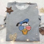 Donald Duck American Glasses Embroidered Shirt: Perfect Disney Gift for National Day