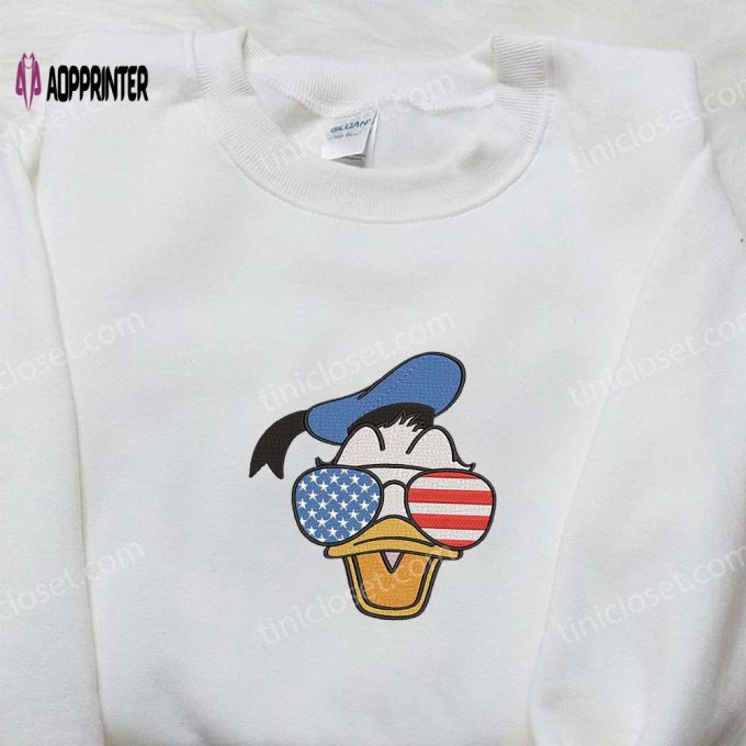 Donald Duck Embroidered Shirt with American Glasses – Perfect Disney National Day Gift