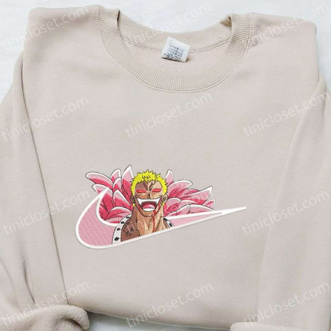 Donquixote Doflamingo x Swoosh Embroidered Hoodie: One Piece & Nike Inspired Shirt