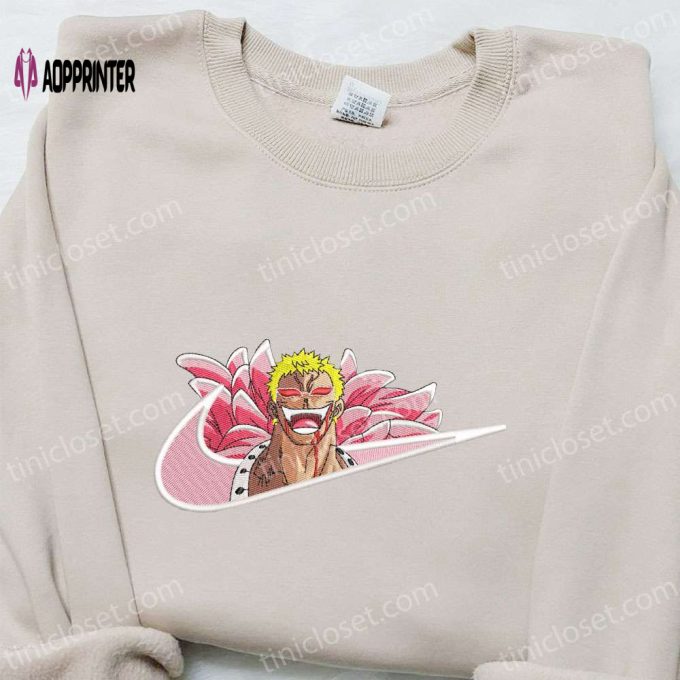 Donquixote Doflamingo x Swoosh Embroidered Hoodie: One Piece & Nike Inspired Shirt