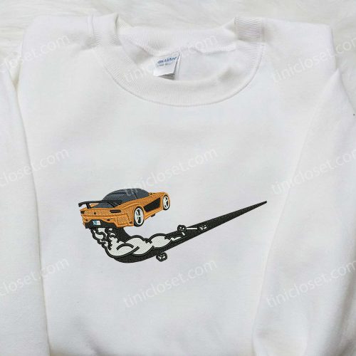 Stylish Drift Car x Nike Embroidered Shirt: Transportation Inspired Nike Tee