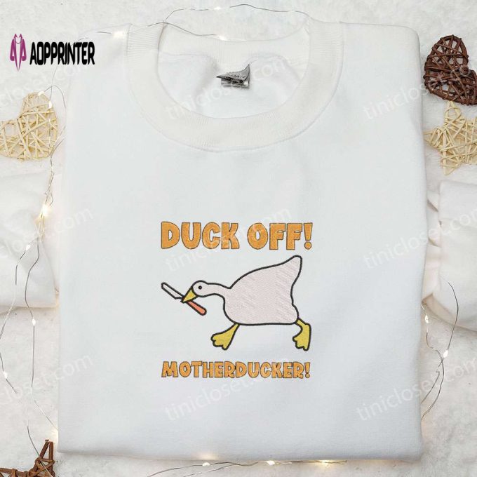 Quack Up with the Duck off Motherducker Embroidered Shirt – Funny Animal Design!