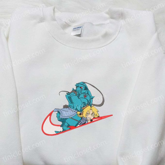 Edward Elric x Swoosh Anime Embroidered Hoodie & Shirt – Fullmetal Alchemist Custom Apparel