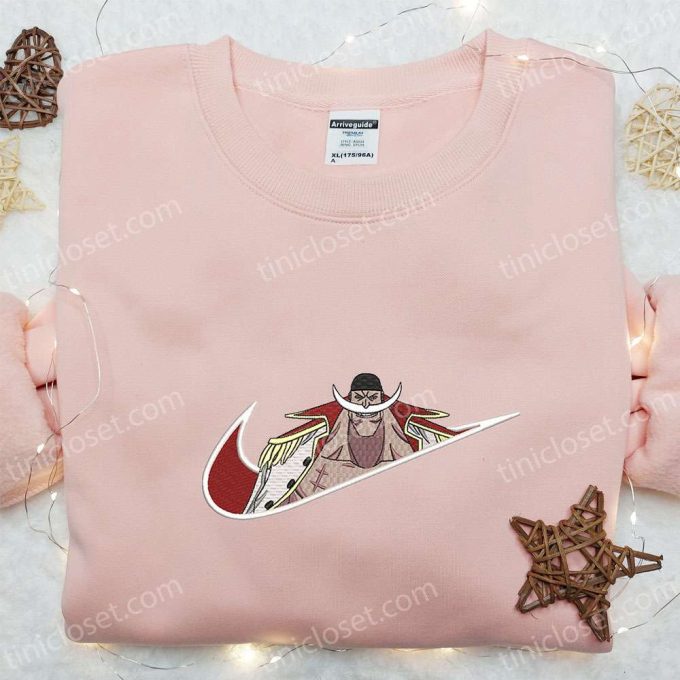 Anime Embroidered Shirt: Edward Newgate x Nike Swoosh & One Piece Custom Nike Shirt