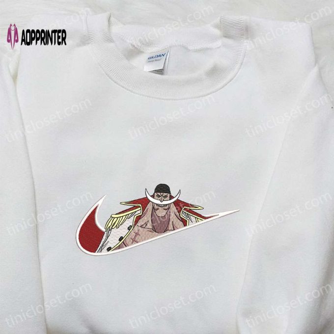 Anime Embroidered Shirt: Edward Newgate x Nike Swoosh & One Piece Custom Nike Shirt